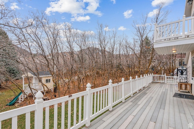 deck with a playground