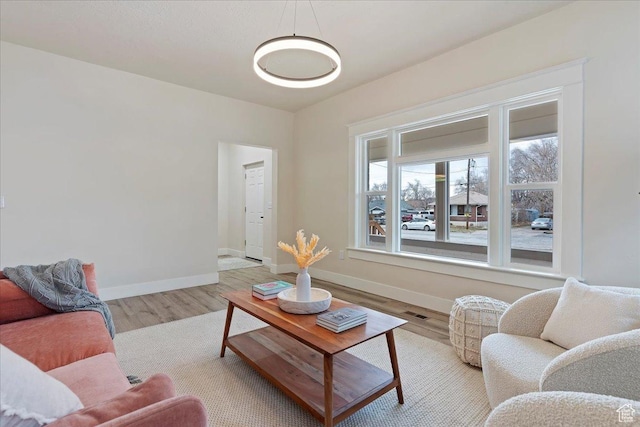 living room featuring light hardwood / wood-style flooring