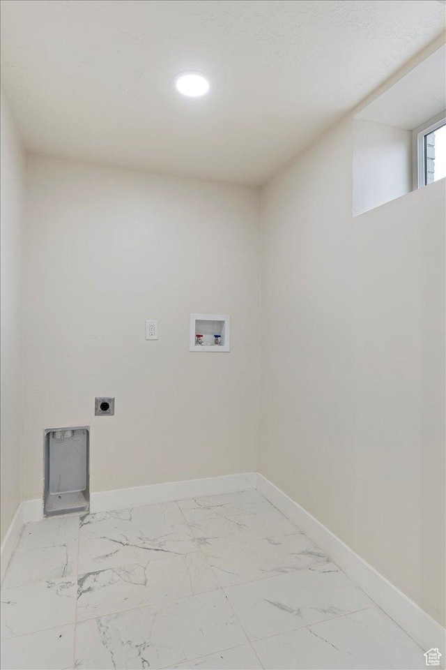 washroom with washer hookup and hookup for an electric dryer