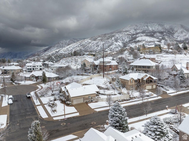 4876 S 1525 E, Ogden, UT 84403 - snowy aerial view with a mountain view and a residential view
