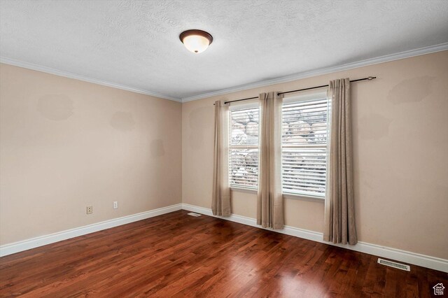 4876 S 1525 E, Ogden, UT 84403 - spare room featuring wood finished floors, visible vents, baseboards, ornamental molding, and a textured ceiling