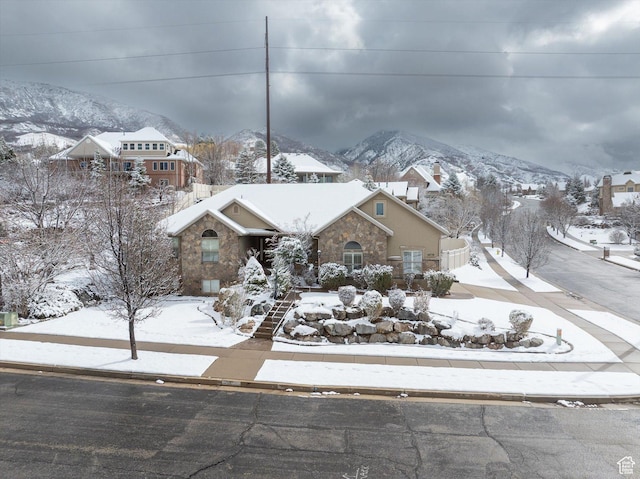 4876 S 1525 E, Ogden, UT 84403 - view of front of house featuring a mountain view and stone siding