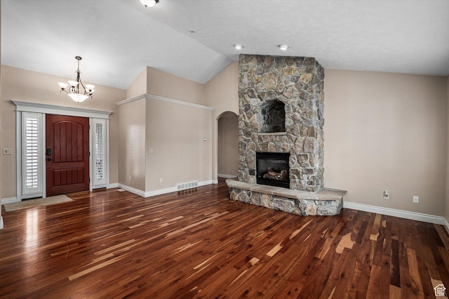4876 S 1525 E, Ogden, UT 84403 - interior space featuring a notable chandelier, visible vents, baseboards, and hardwood / wood-style flooring