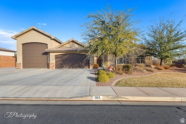 view of front of house with a garage