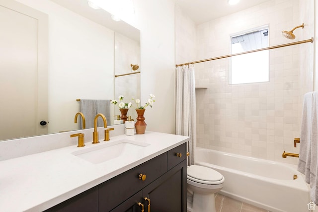 7277 W Hall Crossing Dr S, Herriman, UT 84096 - full bath with toilet, vanity, tile patterned flooring, and shower / tub combo with curtain