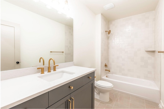 7277 W Hall Crossing Dr S, Herriman, UT 84096 - full bathroom with toilet, vanity, tile patterned flooring, and shower / bathtub combination