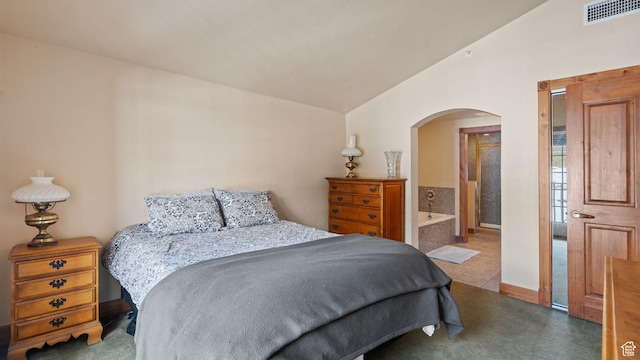 840 Bigler Ln W Unit 3023, Midway, UT 84049 - tiled bedroom featuring connected bathroom and lofted ceiling