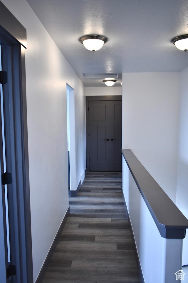 hall with dark hardwood / wood-style flooring