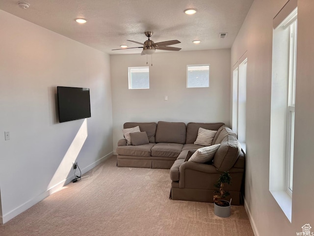 10052 Marigold Ln, Cedar Hills, UT 84062 - living room with carpet, ceiling fan, and a wealth of natural light