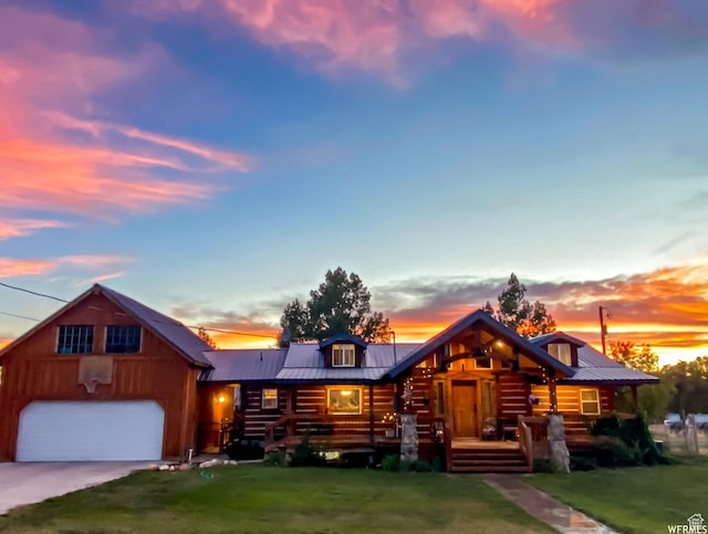 320 S 500 E, Mount Pleasant, UT 84647 - log home with a garage and a yard