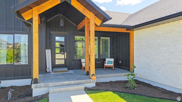 1244 N Washougal, Elk Ridge, UT 84651 - doorway to property featuring a porch and board and batten siding