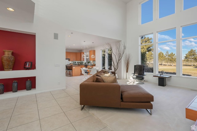 view of tiled living room