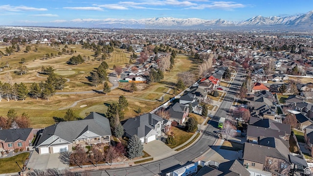 drone / aerial view featuring a mountain view