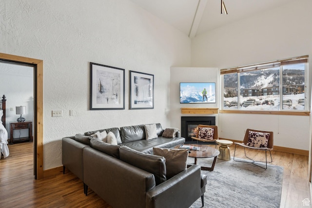 2653 Canyons Resort Dr Unit 223, Park City, UT 84098 - living room featuring high vaulted ceiling and hardwood / wood-style flooring