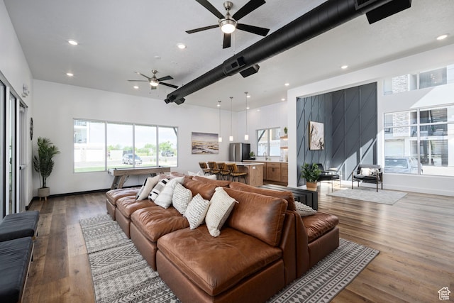 2303 E 830 S Unit 9, Spanish Fork, UT 84660 - living room featuring ceiling fan and hardwood / wood-style flooring
