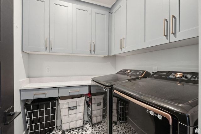 13599 S White Pony Rd W, Herriman, UT 84096 - washroom featuring cabinets, separate washer and dryer, and tile patterned floors