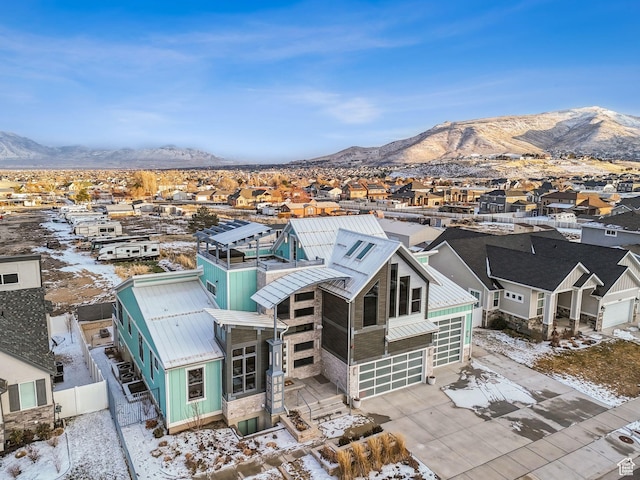 13599 S White Pony Rd W, Herriman, UT 84096 - snowy aerial view with a mountain view