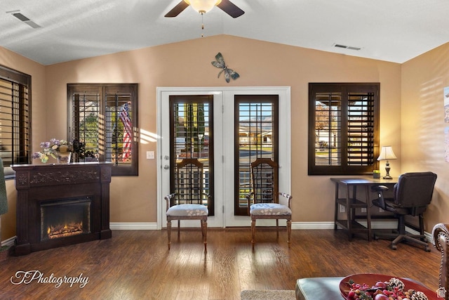 1050 W Red Hills Pkwy Unit 2, Washington, UT 84780 - interior space featuring ceiling fan, vaulted ceiling, and dark wood-type flooring
