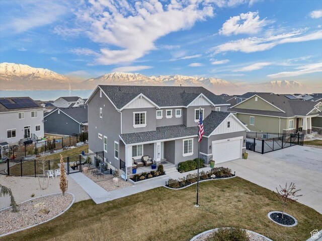 2662 S Waterview, Saratoga Springs, UT 84045 - view of front of home with fence, a residential view, driveway, and a front yard