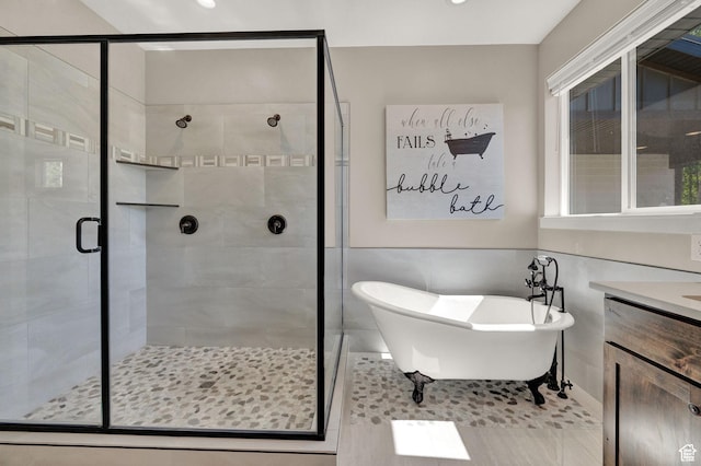 10694 E Cottonwood Ln Unit 539, Heber City, UT 84032 - bathroom with a shower stall, a freestanding bath, and vanity
