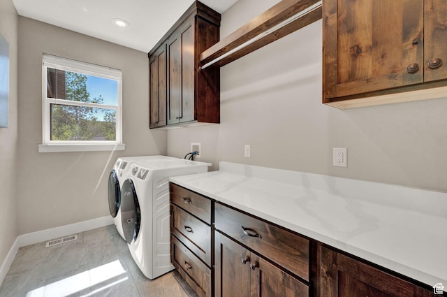 10694 E Cottonwood Ln Unit 539, Heber City, UT 84032 - washroom with visible vents, washer and dryer, recessed lighting, cabinet space, and baseboards