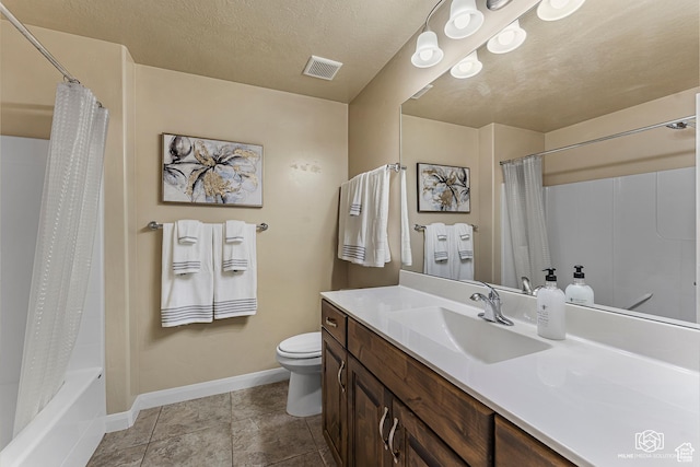 1987 S 2940 E, St George, UT 84790 - full bathroom featuring toilet, shower / tub combo, vanity, and a textured ceiling