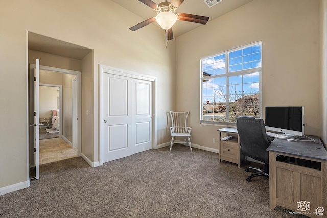 1987 S 2940 E, St George, UT 84790 - office area with ceiling fan and carpet flooring