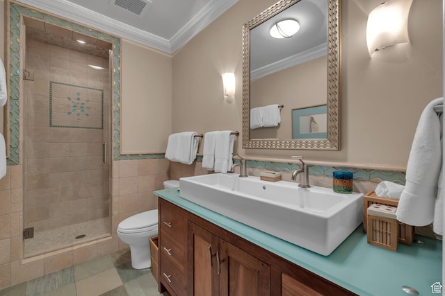 17 White Pine Canyon Rd, Park City, UT 84060 - full bath featuring visible vents, a shower stall, toilet, and crown molding