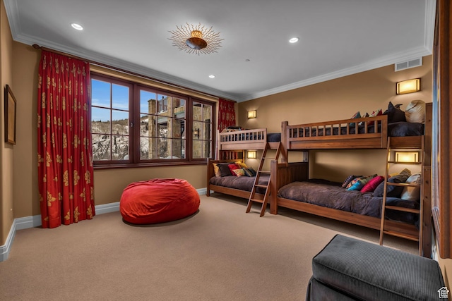 17 White Pine Canyon Rd, Park City, UT 84060 - bedroom featuring baseboards, carpet floors, visible vents, and ornamental molding