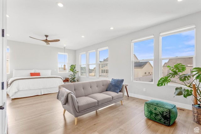 51 N Gray Fox Cir, Kaysville, UT 84037 - bedroom featuring ceiling fan and light hardwood / wood-style floors