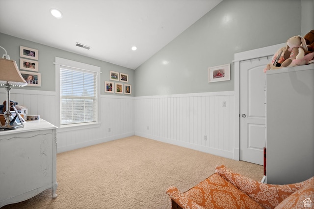 277 W Canyon Crest Rd, Alpine, UT 84004 - interior space with recessed lighting, carpet, wainscoting, and visible vents