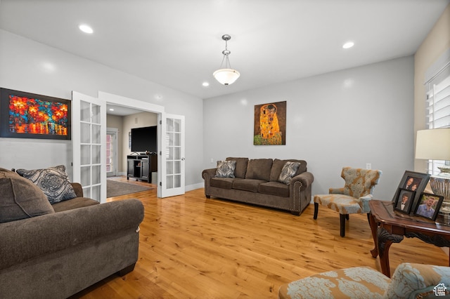 277 W Canyon Crest Rd, Alpine, UT 84004 - living area with french doors, light wood finished floors, and recessed lighting