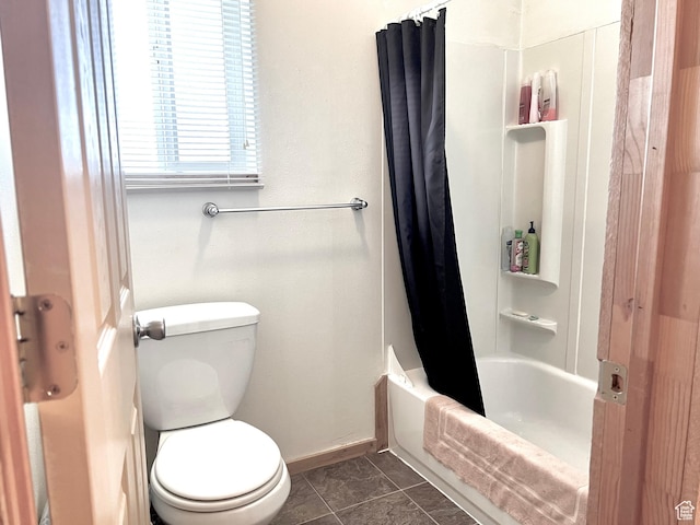 19600 N 8250 E, Mount Pleasant, UT 84647 - full bath with tile patterned floors, shower / bath combination with curtain, toilet, and baseboards