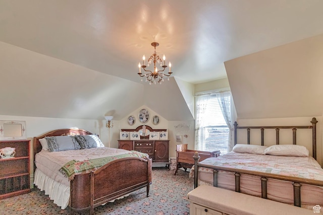 320 S 800 W, Lewiston, UT 84320 - carpeted bedroom with a chandelier and lofted ceiling