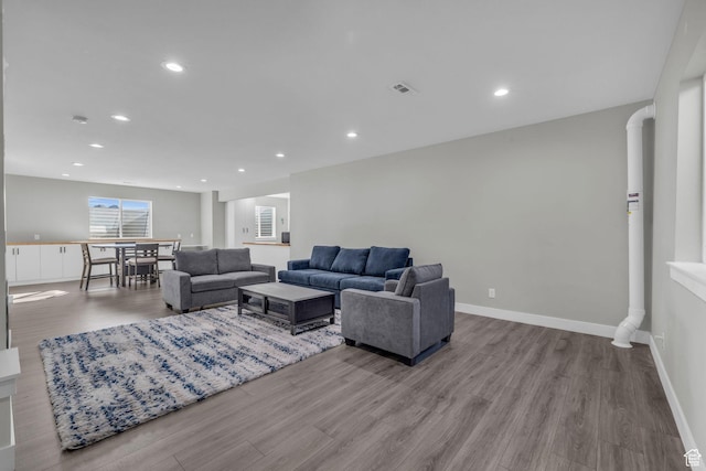 living room featuring light hardwood / wood-style floors