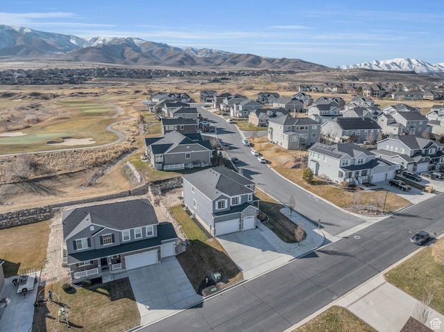 drone / aerial view with a mountain view