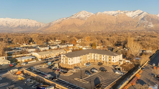 birds eye view of property featuring a mountain view