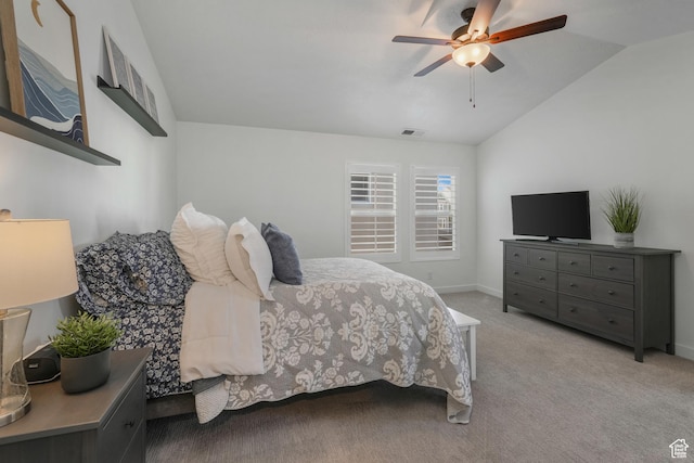 6671 W Skip Rock Rd, South Jordan, UT 84009 - carpeted bedroom featuring ceiling fan and vaulted ceiling