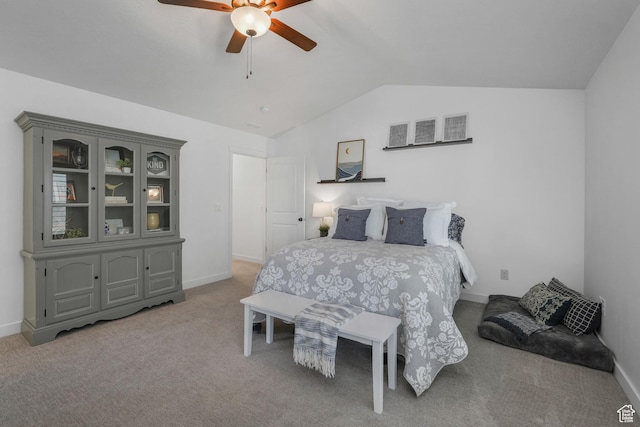 6671 W Skip Rock Rd, South Jordan, UT 84009 - bedroom featuring ceiling fan, vaulted ceiling, and carpet