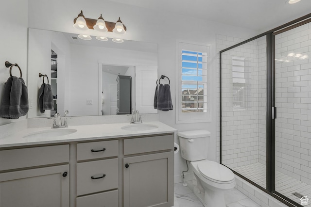 6671 W Skip Rock Rd, South Jordan, UT 84009 - bathroom with toilet, walk in shower, and vanity