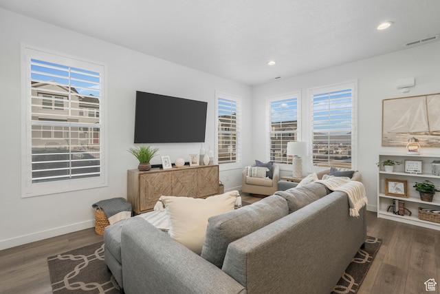6671 W Skip Rock Rd, South Jordan, UT 84009 - living room featuring dark hardwood / wood-style floors