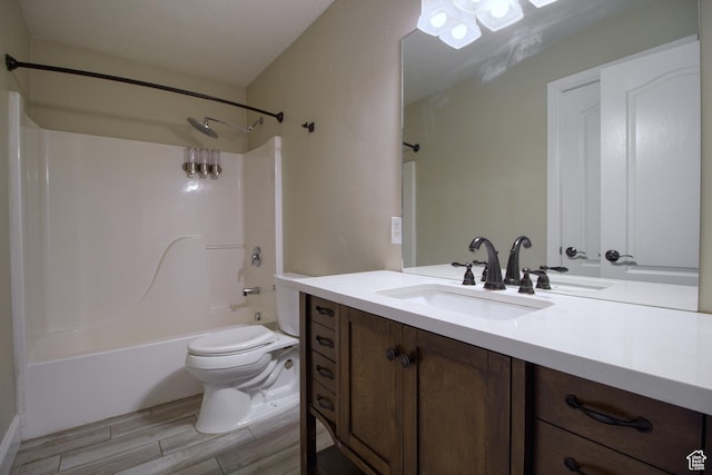 full bathroom with toilet, shower / bathtub combination, and vanity