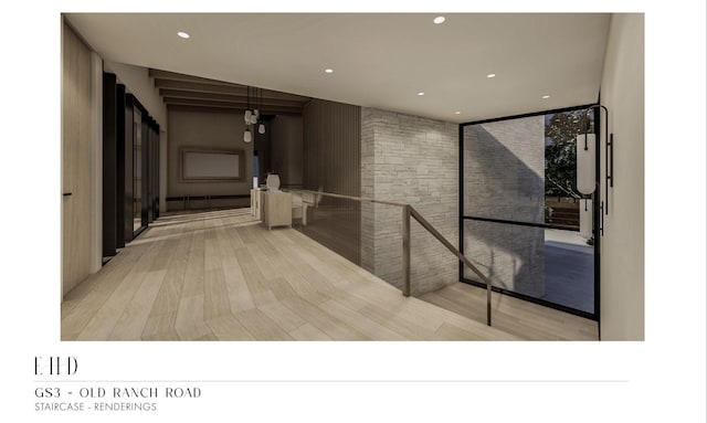 5220 N Old Ranch Rd, Park City, UT 84098 - hall featuring light wood finished floors, an upstairs landing, and recessed lighting
