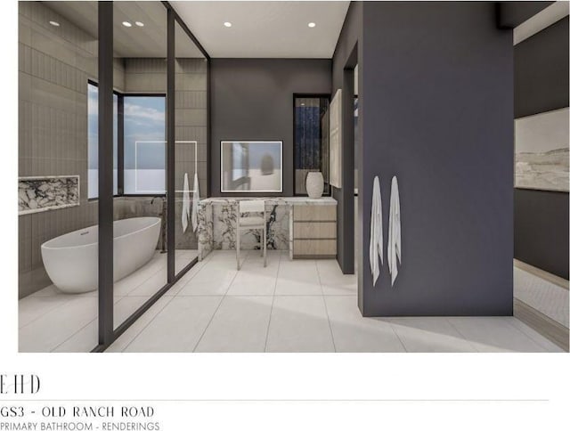 5220 N Old Ranch Rd, Park City, UT 84098 - full bathroom featuring a soaking tub and recessed lighting