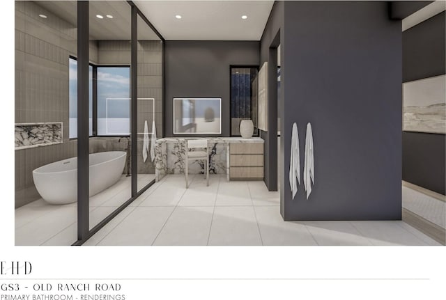5220 N Old Ranch Rd, Park City, UT 84098 - full bath with a freestanding tub and recessed lighting
