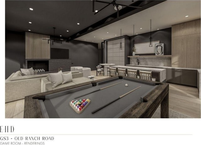 5220 N Old Ranch Rd, Park City, UT 84098 - recreation room with wood finished floors and recessed lighting