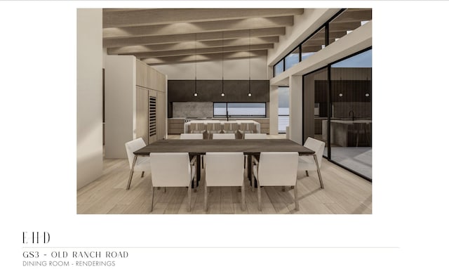5220 N Old Ranch Rd, Park City, UT 84098 - dining space featuring wood finished floors and beamed ceiling