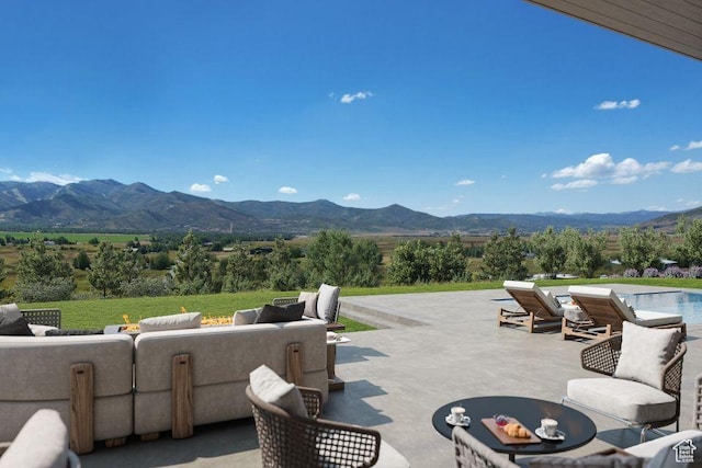 5220 N Old Ranch Rd, Park City, UT 84098 - view of patio / terrace featuring a mountain view and an outdoor living space