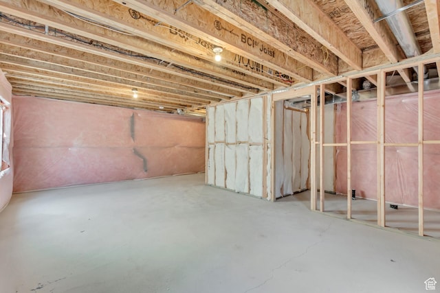 view of unfinished basement