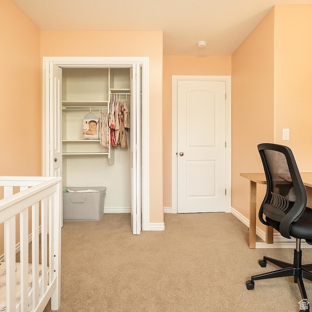 1841 E Whitetail Dr, Layton, UT 84040 - bedroom with carpet flooring, a closet, baseboards, and a desk